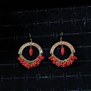 Gold plated coral earings